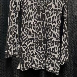 INC International Concepts Black Graphic Blouse